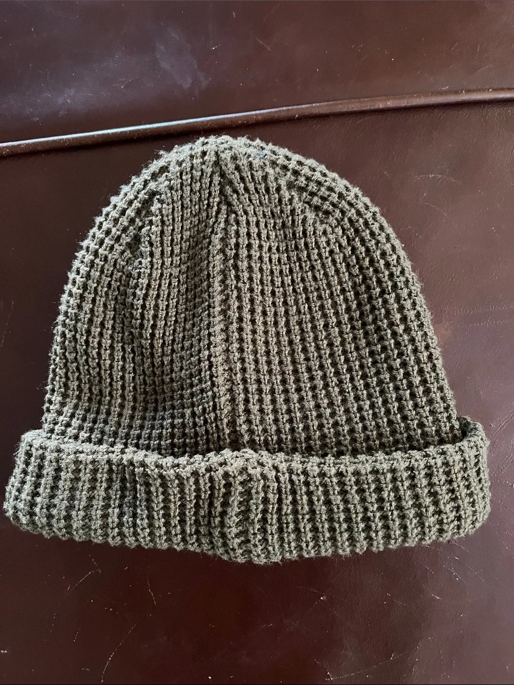 Billabong Olive Green Waffle Knit Cuffed Beanie